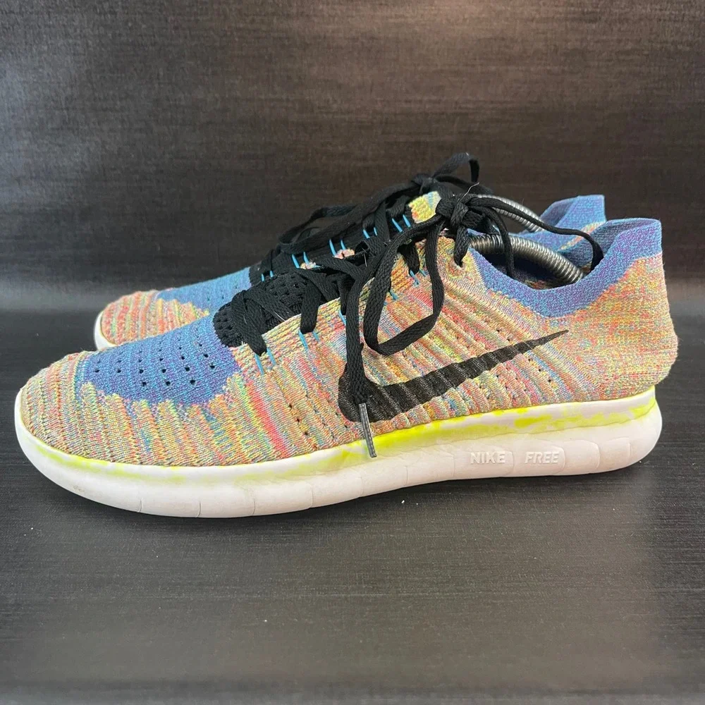 Nike Free RN Flyknit Women's size 10 Multicolor Rainbow Running Shoes 831070-102 - Picture 4 of 9